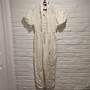 J.Crew Cream Short Puff Sleeve, Long Pant Resort Utility Jumpsuit, Size 6